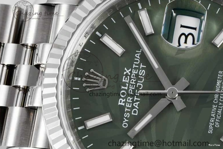 MiroTime 1227 Youthful DateJust 36 SS 116234 VSF 1:1 Best Edition 904L Steel Green Leaf Dial on Jubilee Bracelet VS 2056